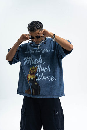 Art deco t-shirt retro movie girl top blondie hollywood tee in blue