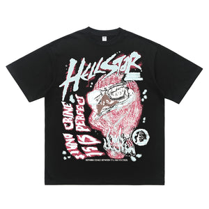 Gangster graffiti t-shirt hell slogan top in white