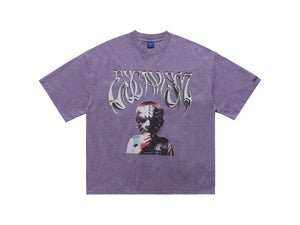 Creepy mask t-shirt scary movie top horror tee retro jumper in grey