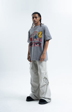 Anime t-shirt retro cartoon top 90s tee good life slogan jumper in brown