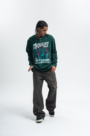 Statue of Liberty jumper creepy American top long sleeve USA t-shirt in brown