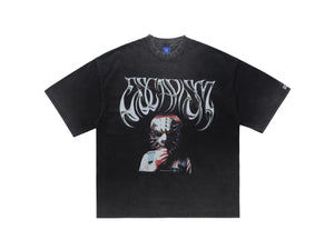 Creepy mask t-shirt scary movie top horror tee retro jumper in grey