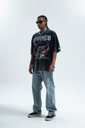 Grillz t-shirt mouth print top grunge hip-hop tee rapper jumper in purple