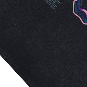 Demon print sleeveless t-shirt gothic surfer vest retro devil cartoon tank top in acid wash black