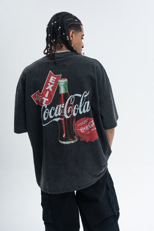 Vintage Coca Cola t-shirt retro cartoon top soft drink tee in black