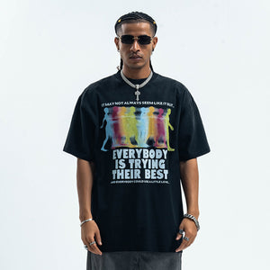 Motivational t-shirt psychedelic top gradient grunge tee in green