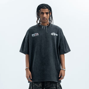 Restart slogan t-shirt grunge top 00s tee in black