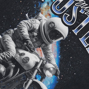 Apostle slogan sleeveless t-shirt spaceman print surfer vest astronaut tank top in acid wash black