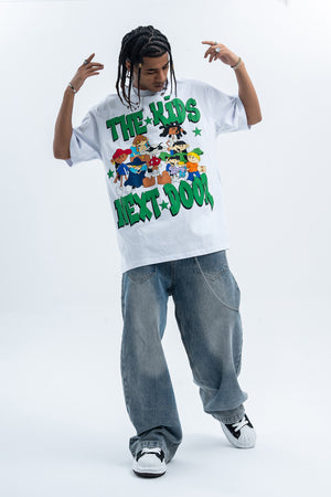 Y2k cartoon t-shirt kids slogan top retro anime tee in pink