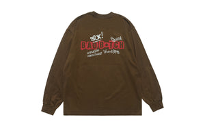 Bad bitch slogan top long sleeve raver tee grunge graffiti t-shirt in black