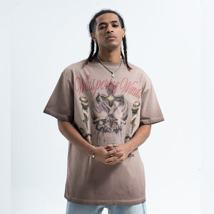 Psychedelic t-shirt white dove top retro religion tee in cream