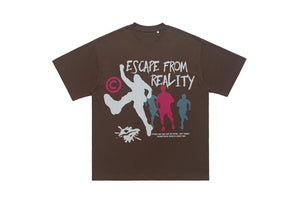 Psychedelic t-shirt graffitit top escape slogan tee raver jumper in black