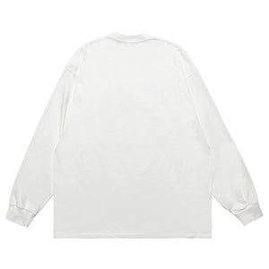 Balaclava print long sleeve top ganster t-shirt hip-hop jumper in white