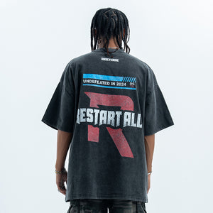 Restart slogan t-shirt grunge top 00s tee in black