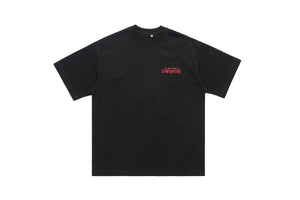 Retro movie t-shirt old cartoon top pistol print tee hip-hop jumper in Black