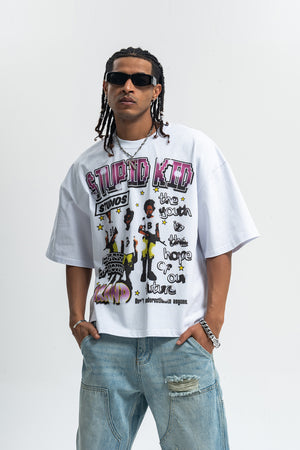 Kidcore t-shirt stupid slogan top grunge hip-hop tee in white