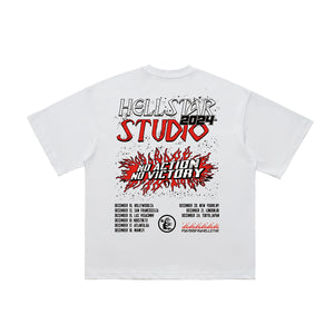 Psychedelic graffiti t-shirt hell slogan top in white