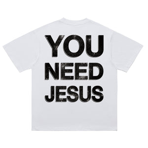 Jesus t-shirt saint slogan top fist print tee in black
