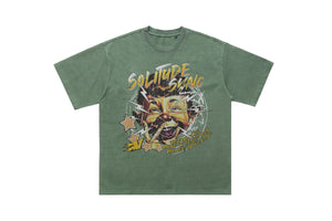 70s cartoon t-shirt retro print top old school tee in grey