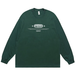 Genius slogan jumper 00s grunge long sleeve top skater t-shirt in black