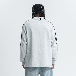 Psychedelic jumper long sleeve cybepunk top alien print t-shirt grunge striped pullover in black