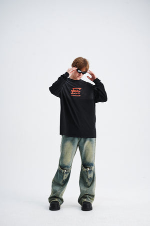 Fast & furious slogan jumper long sleeve motorsports jumper racing t-shirt in black