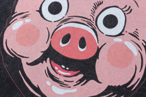 Pig t-shirt piglet print tee piggy poster top in vintage grey