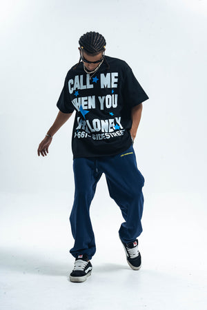 Lonely t-shirt single slogan top graffiti tee in Black