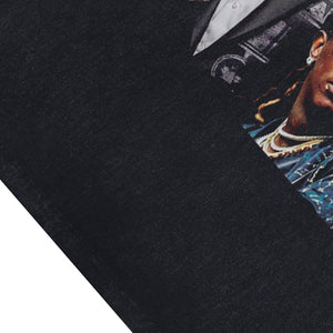 Young Thug sleeveless t-shirt vintage rapper vest hip-hop tank top in acid wash black