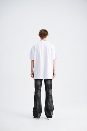 Cyber human t-shirt psychedelic top futuristic tee in white