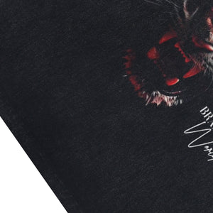 Bengal tiger sleeveless t-shirt animal cartoon surfer vest 90s vission slogan tank top in acid wash black