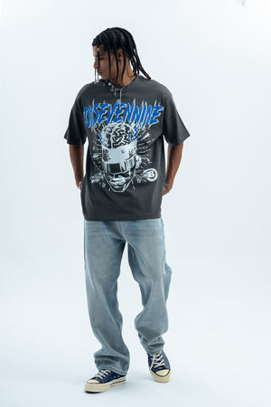 Brain print t-shirt creepy cartoon top monster tee in white