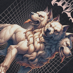 Mutation sleeveless t-shirt creepy wolves print surfer vest 00s Gothic tank top in acid wash black