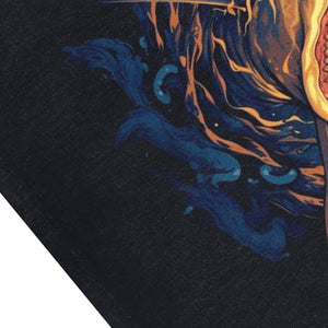 Shark print sleeveless t-shirt scary cartoon vest 90s sea life poster tank top in acid wash black