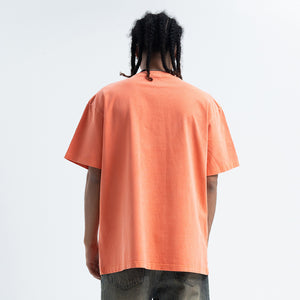 Money slogan t-shirt praying hands top cross print tee in orange