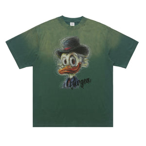 Duck cartoon t-shirt retro print tee old school top in green