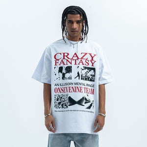 Punk t-shirt psychedelic top graffiti tee retro photography jumper in white