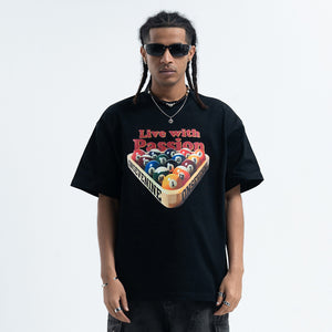 Pool game t-shirt retro gamer top grunge preppy tee blue