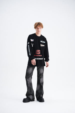 Motorsports jumper long sleeve racing jumper thin sports t-shirt in black