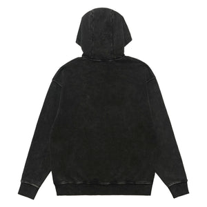 Creepy print hoodie gothic pullover retro cartoon jumper in vintage acid grey