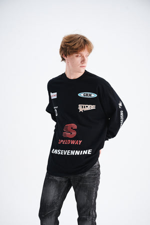 Motorsports jumper long sleeve racing jumper thin sports t-shirt in black