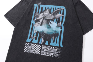 Better slogan t-shirt angel cartoon tee retro saint top in vintage grey