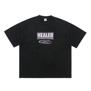 Ibiza t-shirt healer slogan top grunge raver tee retro party jumper in black