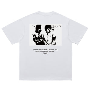 Creepy t-shirt monster print tee Gothic top in grey