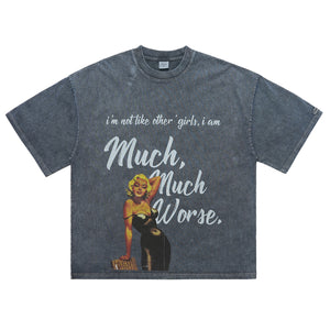 Art deco t-shirt retro movie girl top blondie hollywood tee in blue