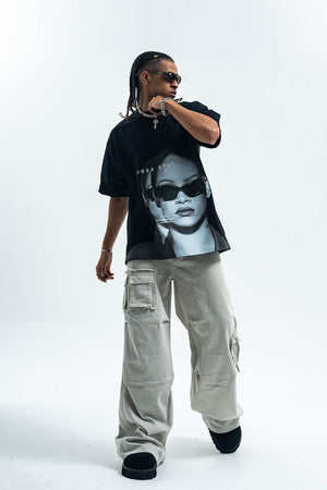 Rihanna t-shirt retro singer top grunge r&b princess tee black