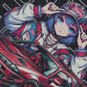 Anime print sleeveless t-shirt retro Japanese car surfer vest 90s racing tank top in acid wash black