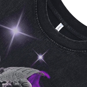 Angel print vintage sleeveless t-shirt neon surfer vest retro religion tank top in acid wash black