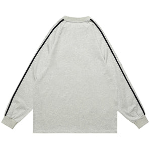 Peace slogan jumper long sleeve anti war top striped grunge t-shirt in black