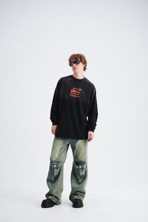 Fast & furious slogan jumper long sleeve motorsports jumper racing t-shirt in black